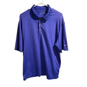Nike Golf Men's Polo Shirt Purple Pink Stripe Dri-FIT‎ Short Sleeve Size M